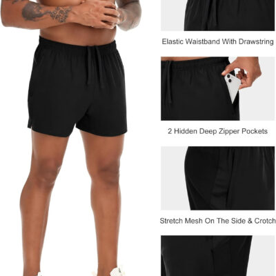 VPOS 2 Pack Men's Athletic Shorts 5/7 Inch Inseam, Mens Workout Shorts Lightweight Quick Dry Gym Running Shorts for Men