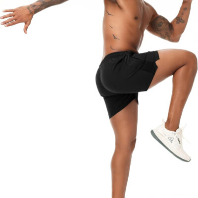 VPOS 2 Pack Men's Athletic Shorts 5/7 Inch Inseam, Mens Workout Shorts Lightweight Quick Dry Gym Running Shorts for Men