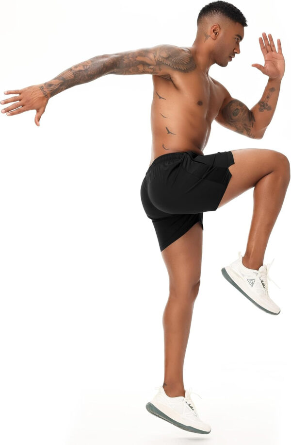VPOS 2 Pack Men's Athletic Shorts 5/7 Inch Inseam, Mens Workout Shorts Lightweight Quick Dry Gym Running Shorts for Men