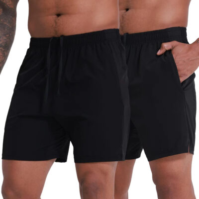 VPOS 2 Pack Men's Athletic Shorts 5/7 Inch Inseam, Mens Workout Shorts Lightweight Quick Dry Gym Running Shorts for Men