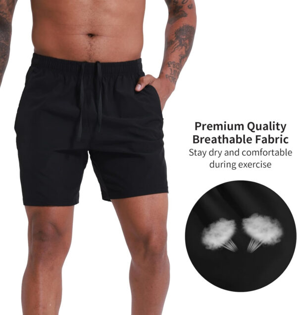 VPOS 2 Pack Men's Athletic Shorts 5/7 Inch Inseam, Mens Workout Shorts Lightweight Quick Dry Gym Running Shorts for Men