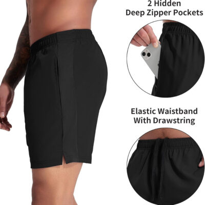 VPOS 2 Pack Men's Athletic Shorts 5/7 Inch Inseam, Mens Workout Shorts Lightweight Quick Dry Gym Running Shorts for Men