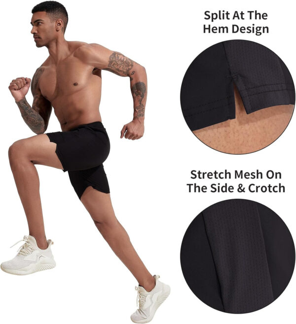 VPOS 2 Pack Men's Athletic Shorts 5/7 Inch Inseam, Mens Workout Shorts Lightweight Quick Dry Gym Running Shorts for Men