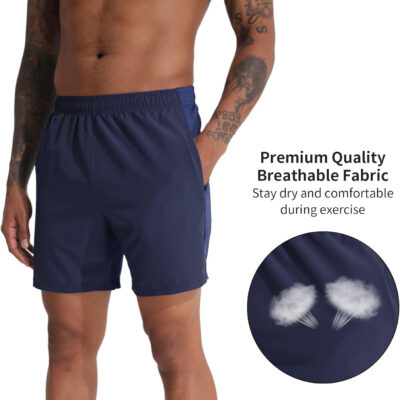 VPOS 2 Pack Men's Athletic Shorts 5/7 Inch Inseam, Mens Workout Shorts Lightweight Quick Dry Gym Running Shorts for Men