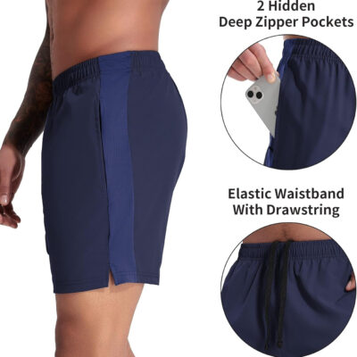 VPOS 2 Pack Men's Athletic Shorts 5/7 Inch Inseam, Mens Workout Shorts Lightweight Quick Dry Gym Running Shorts for Men