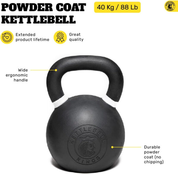689b3939a4cf8e3e9c9c375430ce25442cbd2c3ebcd48d7af4f9f.jpg Kettlebell Kings Powder Coated Kettlebell Weights - 9-97 lb Strength Training Kettlebells for Men and Women - Hand Weights Workout Gym Equipment - Weights Set for Home Gym- New