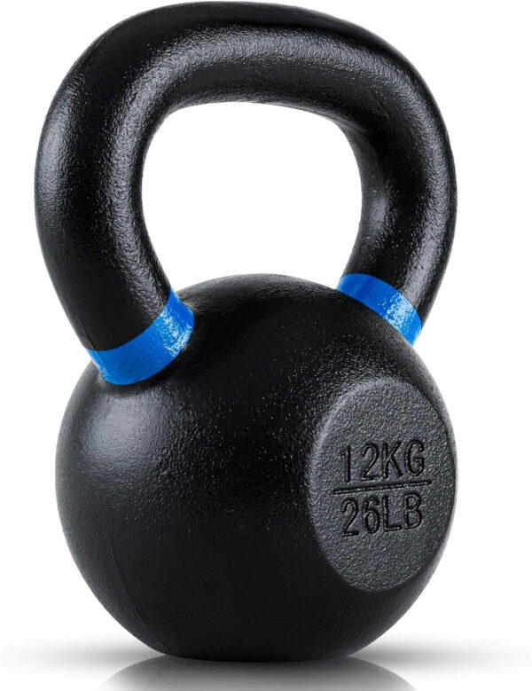 689b3965c374b685694319048fb0276dd44b9b05d40ea936cce8f.jpg Single Cast Iron Kettlebell | Powder Coated - Wide Handle Weights for Core & Glute Workouts Swings, Squats, Deadlifts Strength, Endurance & Flexibility for Men & Women