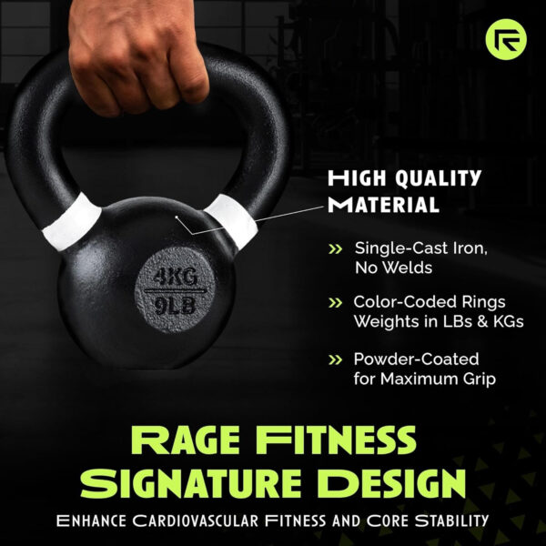 689b39672d4a889888570bace5d12f78a053cbd1e6b7bdced3d57.jpg Single Cast Iron Kettlebell | Powder Coated - Wide Handle Weights for Core & Glute Workouts Swings, Squats, Deadlifts Strength, Endurance & Flexibility for Men & Women