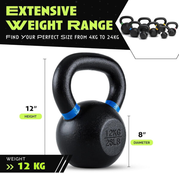689b396b9b59e569fe2d1b2163954144e7668eea4baf5fdd2e338.jpg Single Cast Iron Kettlebell | Powder Coated - Wide Handle Weights for Core & Glute Workouts Swings, Squats, Deadlifts Strength, Endurance & Flexibility for Men & Women