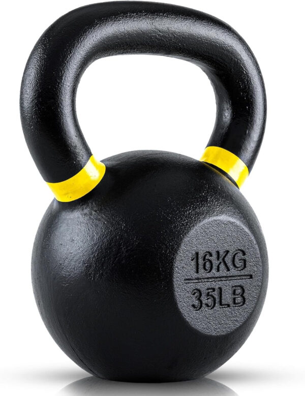 689b3976e75279345ba0f417dc5de6ac795c4ba8c333ced3d033e.jpg Single Cast Iron Kettlebell | Powder Coated - Wide Handle Weights for Core & Glute Workouts Swings, Squats, Deadlifts Strength, Endurance & Flexibility for Men & Women
