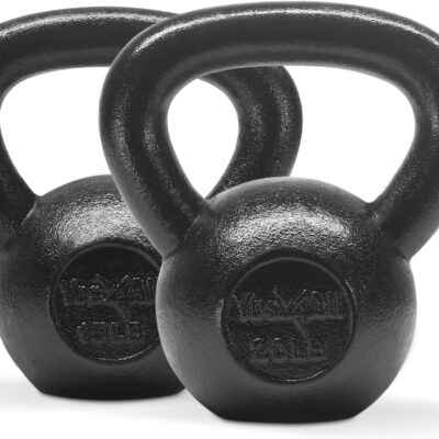Yes4All Kettlebell Cast Iron Sets 5 - 10 - 15 - 20 - 25 - 30 lbs, Multi-Level from Beginners to Pros Kettlebell Set for Strength Training & Home Gym Equipment