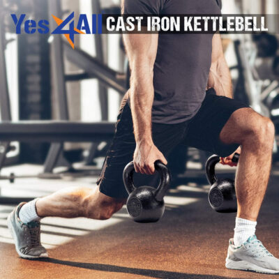Yes4All Kettlebell Cast Iron Sets 5 - 10 - 15 - 20 - 25 - 30 lbs, Multi-Level from Beginners to Pros Kettlebell Set for Strength Training & Home Gym Equipment