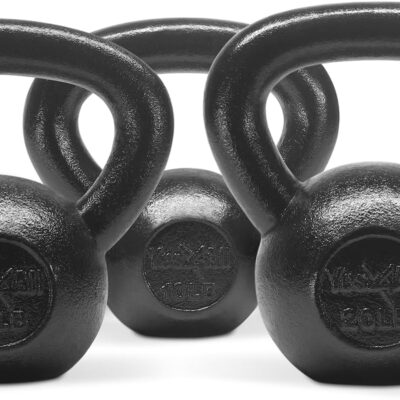 Yes4All Kettlebell Cast Iron Sets 5 - 10 - 15 - 20 - 25 - 30 lbs, Multi-Level from Beginners to Pros Kettlebell Set for Strength Training & Home Gym Equipment