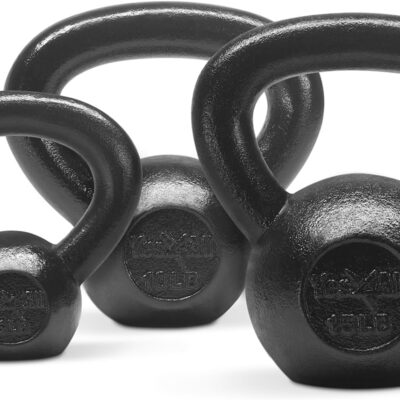 Yes4All Kettlebell Cast Iron Sets 5 - 10 - 15 - 20 - 25 - 30 lbs, Multi-Level from Beginners to Pros Kettlebell Set for Strength Training & Home Gym Equipment