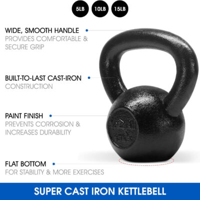 Yes4All Kettlebell Cast Iron Sets 5 - 10 - 15 - 20 - 25 - 30 lbs, Multi-Level from Beginners to Pros Kettlebell Set for Strength Training & Home Gym Equipment