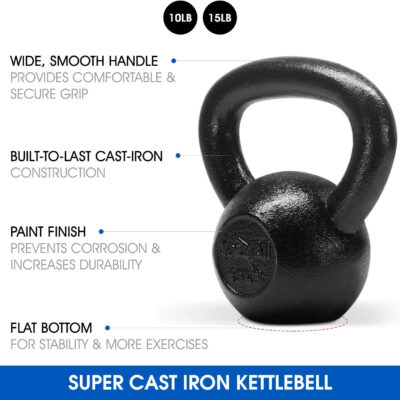 Yes4All Kettlebell Cast Iron Sets 5 - 10 - 15 - 20 - 25 - 30 lbs, Multi-Level from Beginners to Pros Kettlebell Set for Strength Training & Home Gym Equipment