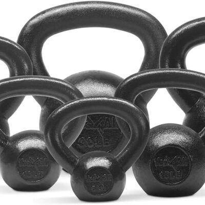 Yes4All Kettlebell Cast Iron Sets 5 - 10 - 15 - 20 - 25 - 30 lbs, Multi-Level from Beginners to Pros Kettlebell Set for Strength Training & Home Gym Equipment