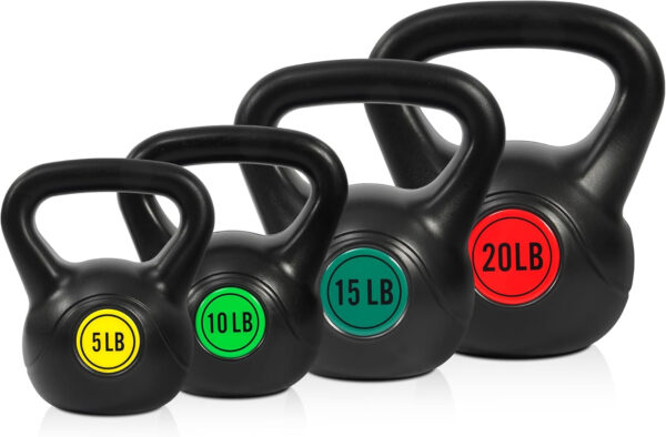 689b3bca0653b743ea9affaa8f7ffcb78ad293d6ad15e16ef0330.jpg Fitvids Wide Grip 3-Piece or 4-Piece Kettlebell Exercise Fitness Weight Set, Include 5 lbs, 10 lbs, 15 lbs and 20 lbs, Set of 3 or Set of 4
