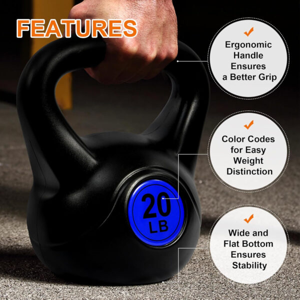 689b3c7325d014a5c548fd1ffa153cade05b65d311addb1e8106f.jpg Wide Grip 3-Piece or 4-Piece Kettlebell Exercise Fitness Weight Set, Include 5 lbs, 10 lbs, 15 lbs and 20 lbs, Set of 3 or Set of 4