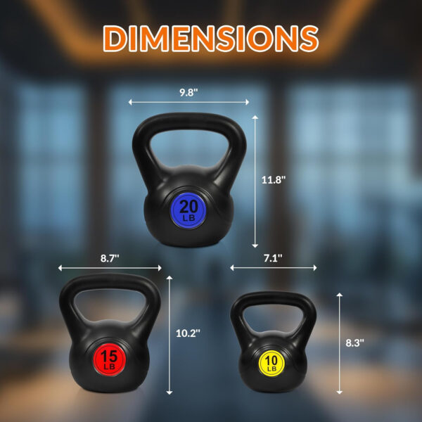 689b3c77bd8c586f69b323340592e914569c2b666719538f30465.jpg Wide Grip 3-Piece or 4-Piece Kettlebell Exercise Fitness Weight Set, Include 5 lbs, 10 lbs, 15 lbs and 20 lbs, Set of 3 or Set of 4