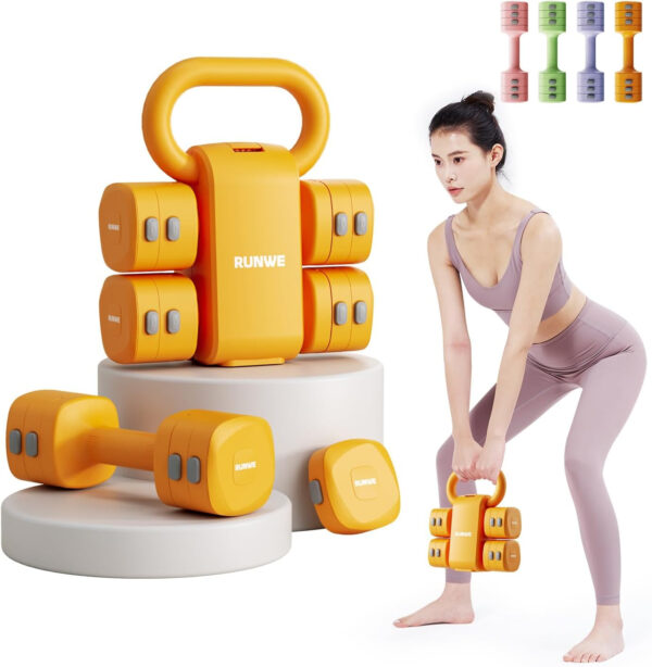 689b3d455ad19c431a3f43d295b90008f6b92195322e5ddd97fcd.jpg Lightweight Adjustable Dumbbell Kettlebell Set - 4 in 1 Free Weight Set with Kettlebell Grip Converter, Each 2.2 3.3 4.4 5.5lb Quick Change Weight Women Dumbbell Set for Small Spaces Home Gym