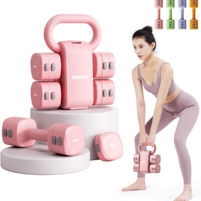 689b3d50b64ae8b053a25619879b9ef46252a0abaf64ec1401d21.jpg Lightweight Adjustable Dumbbell Kettlebell Set - 4 in 1 Free Weight Set with Kettlebell Grip Converter, Each 2.2 3.3 4.4 5.5lb Quick Change Weight Women Dumbbell Set for Small Spaces Home Gym