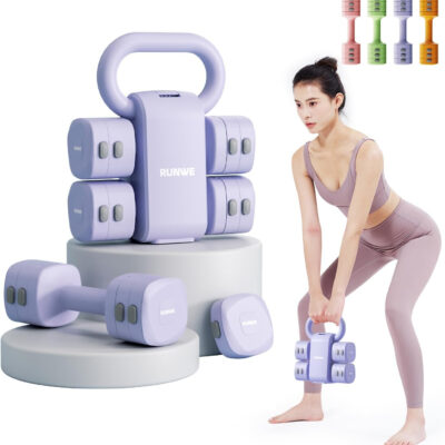 689b3d5b9863f0cc72dae56a75ecf471601c56c20960ed165b134.jpg Lightweight Adjustable Dumbbell Kettlebell Set - 4 in 1 Free Weight Set with Kettlebell Grip Converter, Each 2.2 3.3 4.4 5.5lb Quick Change Weight Women Dumbbell Set for Small Spaces Home Gym
