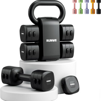 689b3d64a438c4db4aaf17d6bd3e6b514a9a873660859d79783ce.jpg Lightweight Adjustable Dumbbell Kettlebell Set - 4 in 1 Free Weight Set with Kettlebell Grip Converter, Each 2.2 3.3 4.4 5.5lb Quick Change Weight Women Dumbbell Set for Small Spaces Home Gym