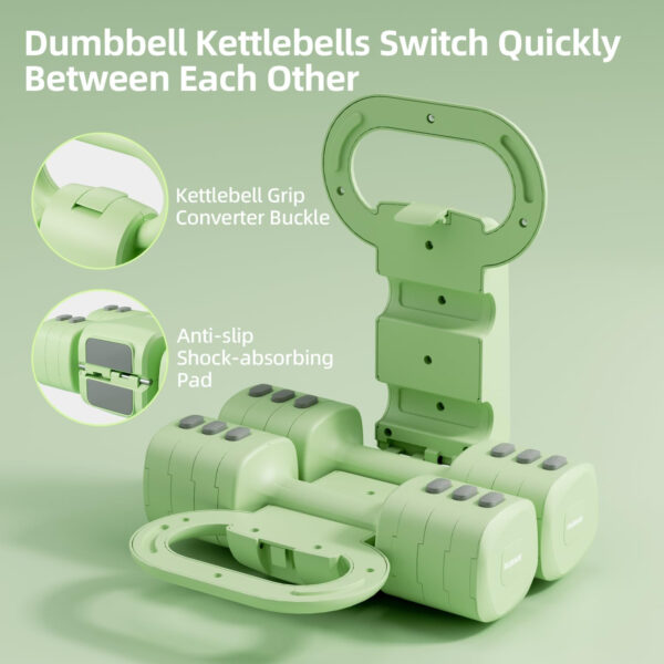 689b3d67c81717a57d8625e65267059fec4f0dfa4f153b6d6ac10.jpg Lightweight Adjustable Dumbbell Kettlebell Set - 4 in 1 Free Weight Set with Kettlebell Grip Converter, Each 2.2 3.3 4.4 5.5lb Quick Change Weight Women Dumbbell Set for Small Spaces Home Gym