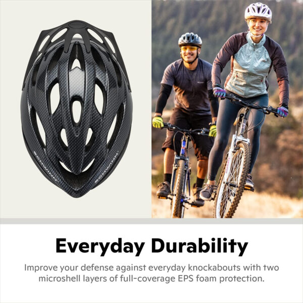 Schwinn Thrasher Helmet for Adults, Size 58-62 cm for Riders Ages 14+, Microshell, Adjustable Dial & Straps, Interior Padding, Air Vents, Lighted or Unlit, Visor, Adult Bike Helmet