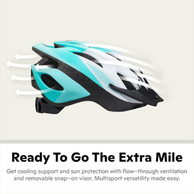 Schwinn Thrasher Helmet for Adults, Size 58-62 cm for Riders Ages 14+, Microshell, Adjustable Dial & Straps, Interior Padding, Air Vents, Lighted or Unlit, Visor, Adult Bike Helmet