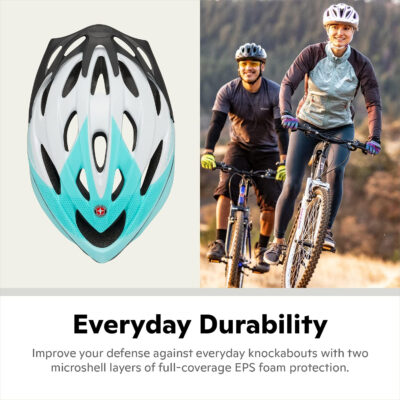 Schwinn Thrasher Helmet for Adults, Size 58-62 cm for Riders Ages 14+, Microshell, Adjustable Dial & Straps, Interior Padding, Air Vents, Lighted or Unlit, Visor, Adult Bike Helmet