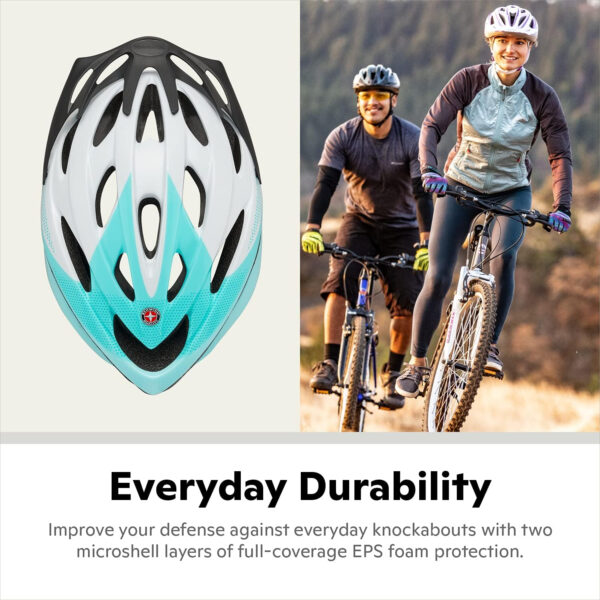 Schwinn Thrasher Helmet for Adults, Size 58-62 cm for Riders Ages 14+, Microshell, Adjustable Dial & Straps, Interior Padding, Air Vents, Lighted or Unlit, Visor, Adult Bike Helmet
