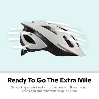 Schwinn Thrasher Helmet for Adults, Size 58-62 cm for Riders Ages 14+, Microshell, Adjustable Dial & Straps, Interior Padding, Air Vents, Lighted or Unlit, Visor, Adult Bike Helmet