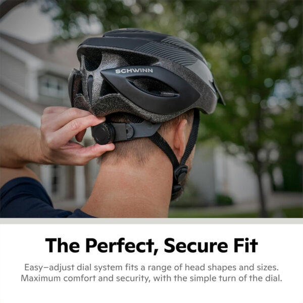 Schwinn Thrasher Helmet for Adults, Size 58-62 cm for Riders Ages 14+, Microshell, Adjustable Dial & Straps, Interior Padding, Air Vents, Lighted or Unlit, Visor, Adult Bike Helmet