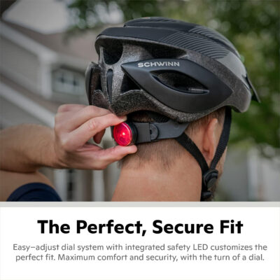 Schwinn Thrasher Helmet for Adults, Size 58-62 cm for Riders Ages 14+, Microshell, Adjustable Dial & Straps, Interior Padding, Air Vents, Lighted or Unlit, Visor, Adult Bike Helmet