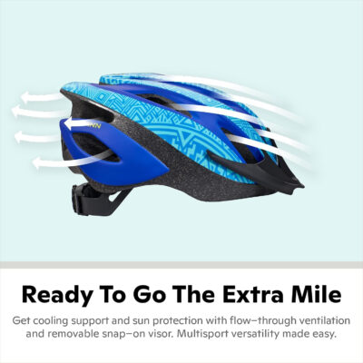 Schwinn Thrasher Helmet for Adults, Size 58-62 cm for Riders Ages 14+, Microshell, Adjustable Dial & Straps, Interior Padding, Air Vents, Lighted or Unlit, Visor, Adult Bike Helmet