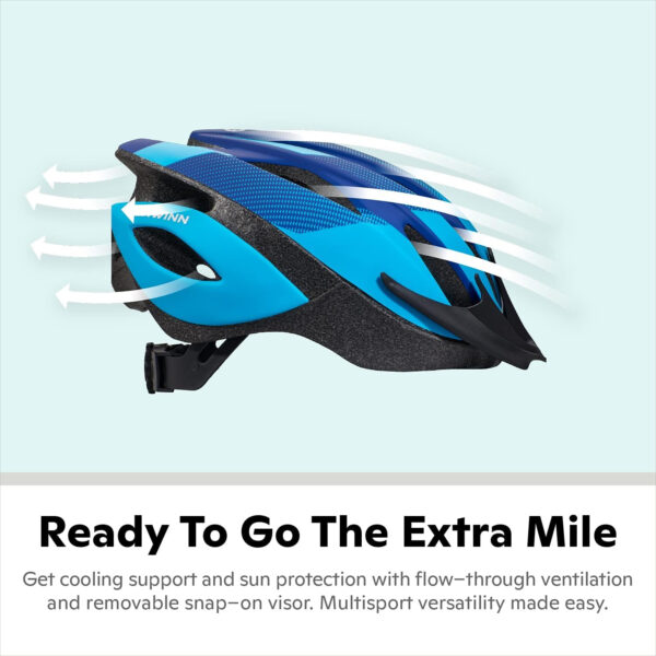 Schwinn Thrasher Helmet for Adults, Size 58-62 cm for Riders Ages 14+, Microshell, Adjustable Dial & Straps, Interior Padding, Air Vents, Lighted or Unlit, Visor, Adult Bike Helmet