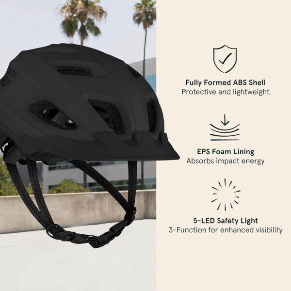 Retrospec Lennon Bike Helmet with LED Safety Light Adjustable Dial & Removable Visor
