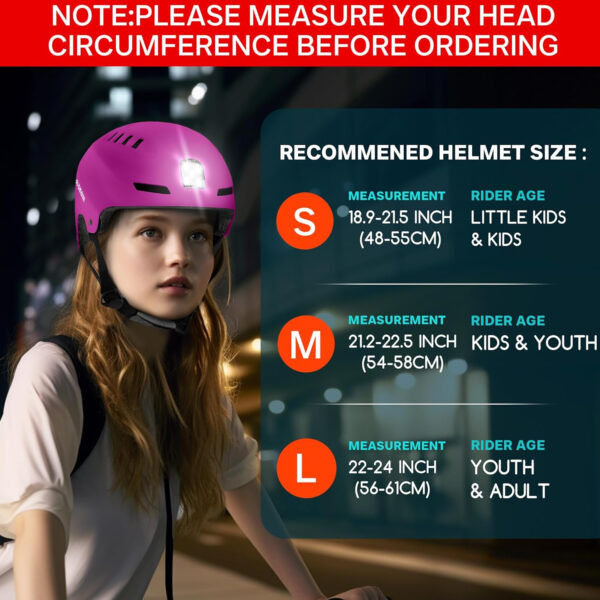 Bike Helmet with LED Lights Bicycle Helmets Commuter Cycling Helmet USB Rechargeable Front & Back LED Light Helmet for Adult Men Women