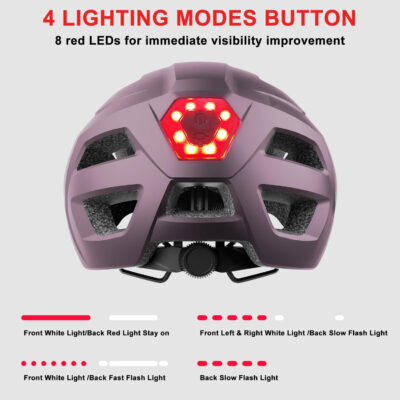 Bike Helmet, Helmets for Adults Men, Front and Back LED Lights Safe Certified MTB Road Bicycle Helmet with Adjustable Brim