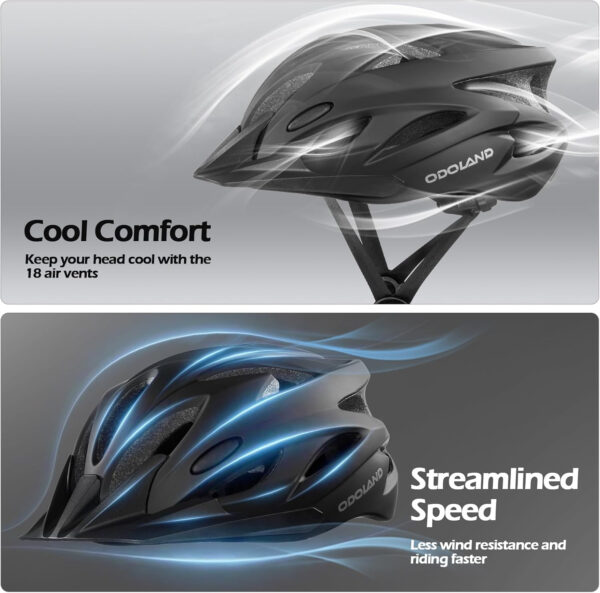 Odoland Bike Helmet Cycling Sunglasses Set for Adult, Adjustable Lightweight Cycling Bicycle Helmet for Mountain Road Bike Men Women