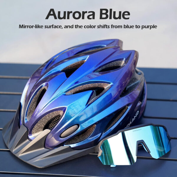 Odoland Bike Helmet Cycling Sunglasses Set for Adult, Adjustable Lightweight Cycling Bicycle Helmet for Mountain Road Bike Men Women