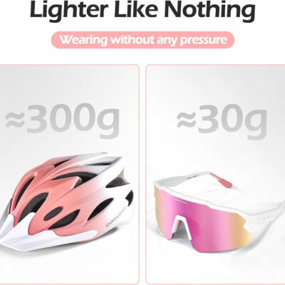 Odoland Bike Helmet Cycling Sunglasses Set for Adult, Adjustable Lightweight Cycling Bicycle Helmet for Mountain Road Bike Men Women