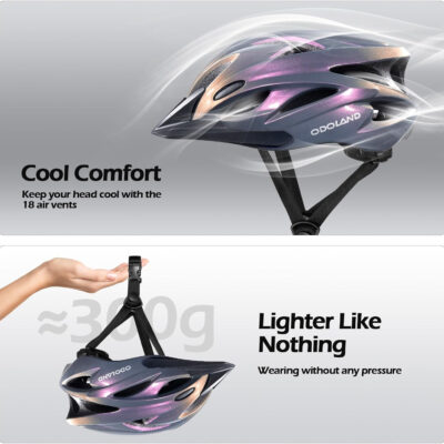 Odoland Bike Helmet Cycling Sunglasses Set for Adult, Adjustable Lightweight Cycling Bicycle Helmet for Mountain Road Bike Men Women