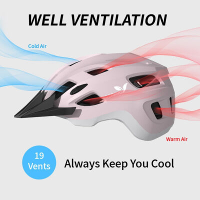 Bike Helmet for Adults, Lightweight Mountain Bicycle Helmet with USB Rechargeable LED Rear Light, Removable Sun Visor for Women, Men, Suitable for Cycling and Commuting