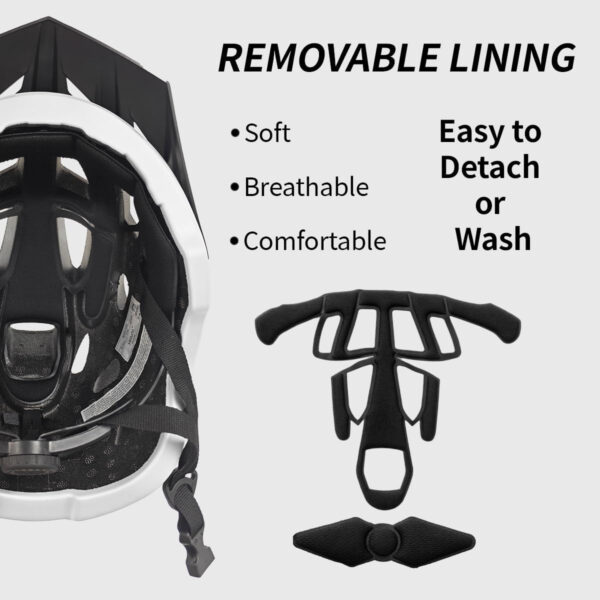 Bike Helmet for Adults, Lightweight Mountain Bicycle Helmet with USB Rechargeable LED Rear Light, Removable Sun Visor for Women, Men, Suitable for Cycling and Commuting