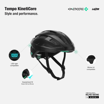 689b4af908694ba1b281f16ff1ebf6a6f2091f64a165e2d018e81.jpg LAZER Tempo KinetiCore Bike Helmet, Lightweight Bicycling Gear for Adults, Men & Women’s Cycling Head Gear