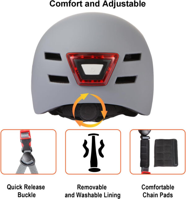 689b4ba61792cd4c81ab549cb0beefd9660741d45dc78e894ca2d.jpg Bike Helmets for Adults - Front and Rear LED Lights Adjustable Bicycle Helmet for Adults Men Women Scooter Helmet for Commuting, Road Biking, Skating, Scooter