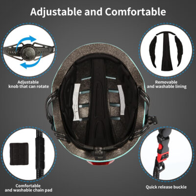 689b4bb1cfa1300b4e59f9ed952feb2b875531b9b60126e860a4e.jpg Bike Helmets for Adults - Front and Rear LED Lights Adjustable Bicycle Helmet for Adults Men Women Scooter Helmet for Commuting, Road Biking, Skating, Scooter